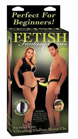 Fetish Fantasy Series Glow-In-The-Dark Vibrating Hollow Strap-On