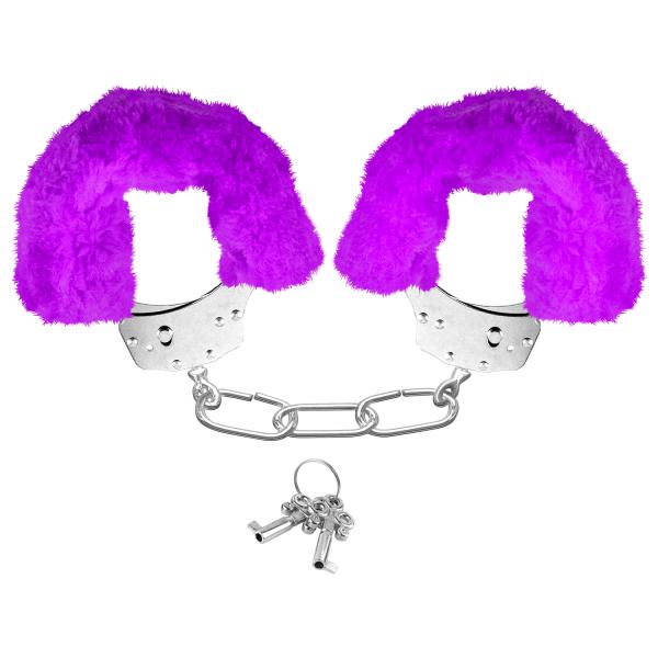 Neon Furry Cuffs Purple Handcuffs