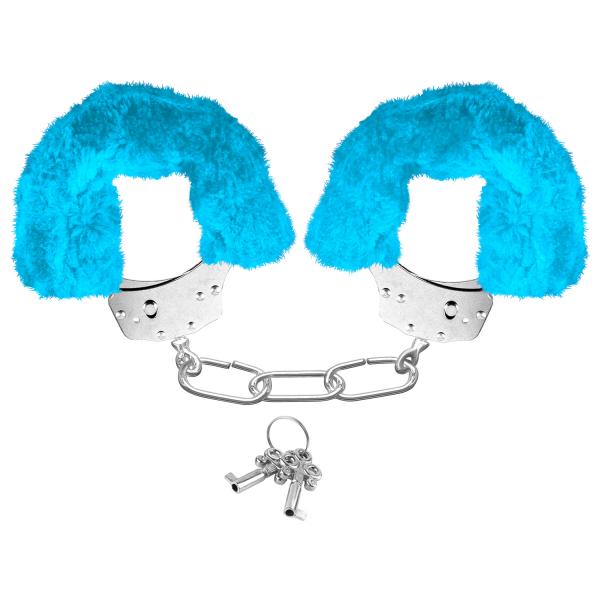 Neon Furry Cuffs Blue Handcuffs