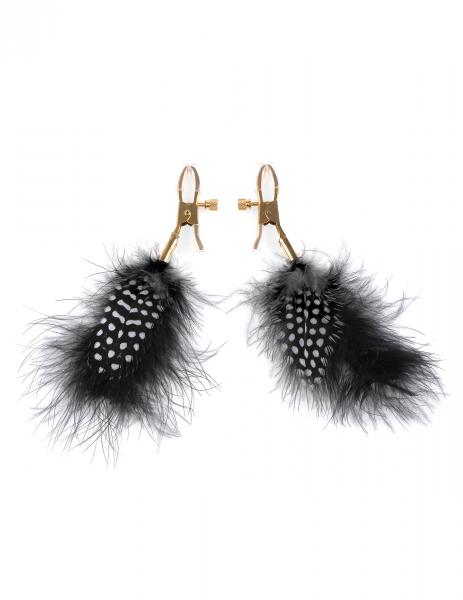 Deluxe Feather Nipple Clamps Black - Click Image to Close