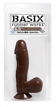 Basix 6.5in Dong W/Suction Cup Brown - Click Image to Close