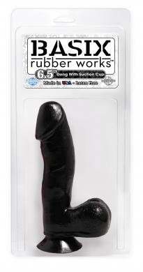 Basix Black 6.5in Dong W/ Suction Cup - Click Image to Close