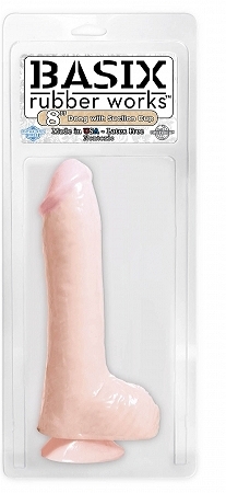 Basix 8in Dong W/Suction Cup Flesh - Click Image to Close