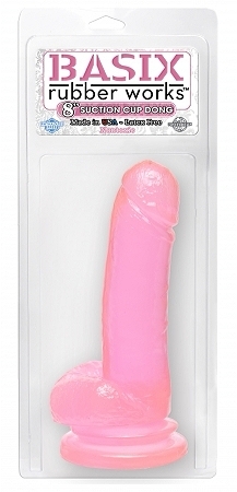 Basix 8in Suction Cup Dong Pink - Click Image to Close
