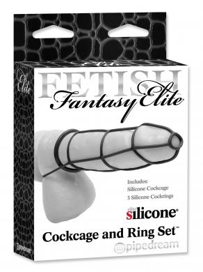 Fetish Fantasy Elite Cockcage and Ring Set Black - Click Image to Close
