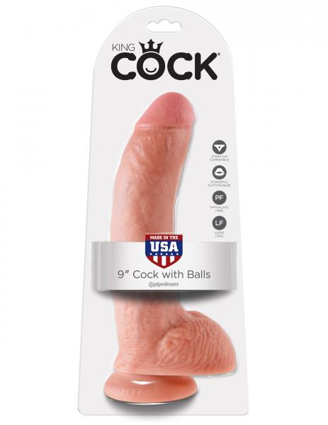 King Cock 9 Inches Cock Balls Flesh - Click Image to Close