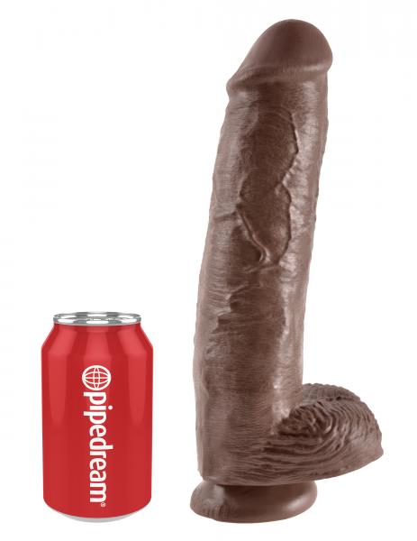 King Cock 11 Inches Cock Balls Brown - Click Image to Close