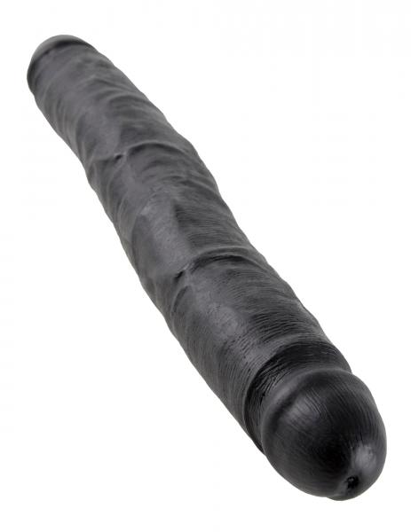 King Cock 12 Inches Slim Double Dildo Black - Click Image to Close