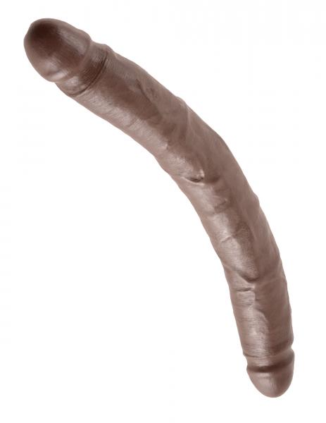 King Cock 12 Inches Slim Double Dildo Brown - Click Image to Close