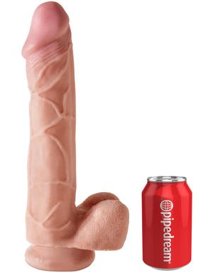 King Cock Dual Density 12" Fat Cock W/balls - Beige - Click Image to Close