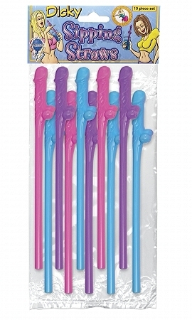 Dicky Sipping Straws 10Pc - Click Image to Close