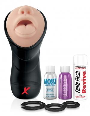 PDX Elite Deep Throat Vibrating Stroker Beige - Click Image to Close