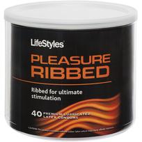 Lifestyles Pleasure Ribbed Latex Condoms 40 Pieces Bowl - Click Image to Close