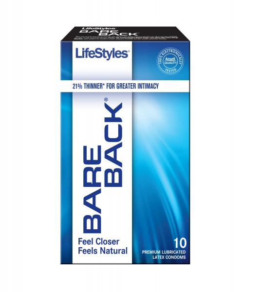 Lifestyles Bareback 10 Pack Latex Condoms - Click Image to Close