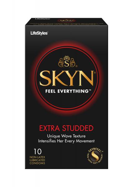 Lifestyles Skyn Extra Studded 10 Pack Non-Latex Condoms - Click Image to Close