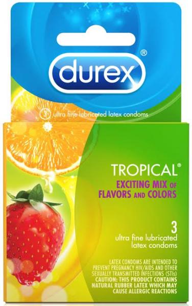 Durex Tropical 3 Pack Latex Condoms - Click Image to Close