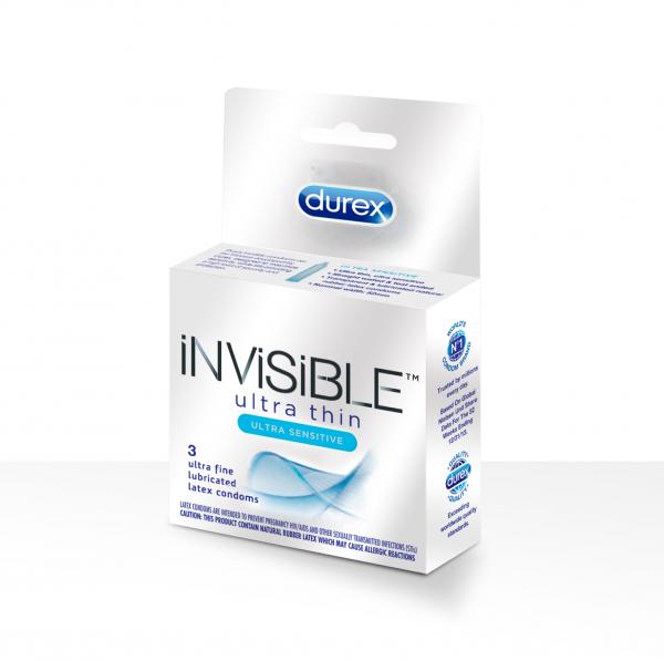 Durex Invisible Ultra Thin Latex Condoms 3 Pack - Click Image to Close