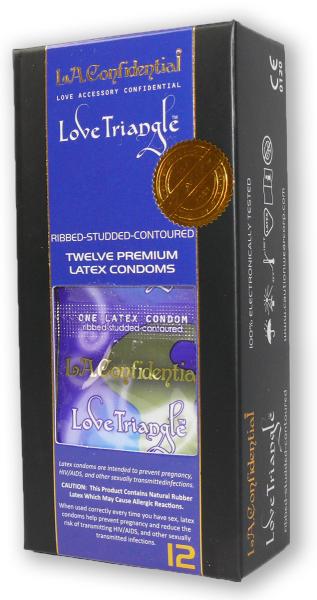 L.A. Confidental Love Triangle Latex Condoms 12 Pack - Click Image to Close
