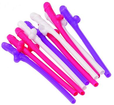 Risque Penis Straws 10 Pack - Click Image to Close