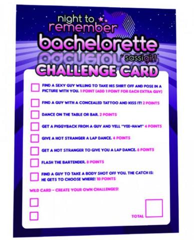 Bachelorette Challenge Cards