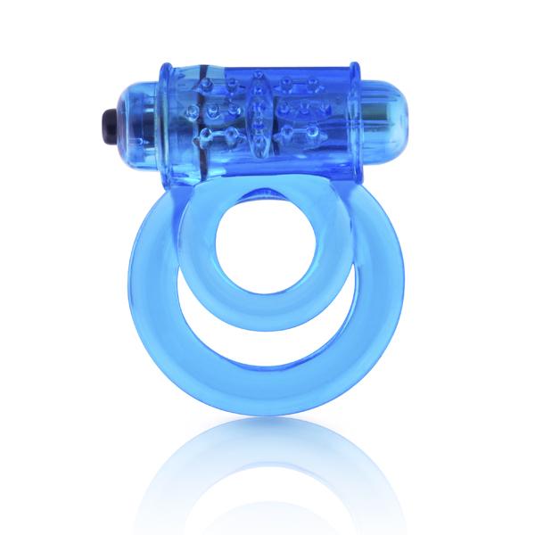 Double O 6 Speed Blue Vibrating Cock Ring - Click Image to Close