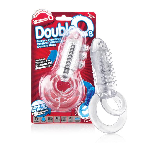 Double O 8 Speed Clear Vibrating Cock Ring - Click Image to Close
