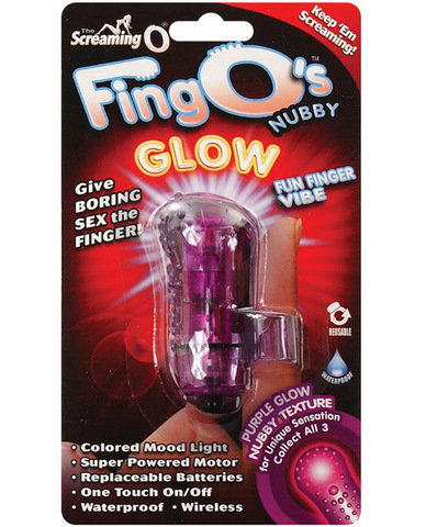 The FingO Glow - Finger-Fitting Light-Up Mini Massager - Purple - Click Image to Close