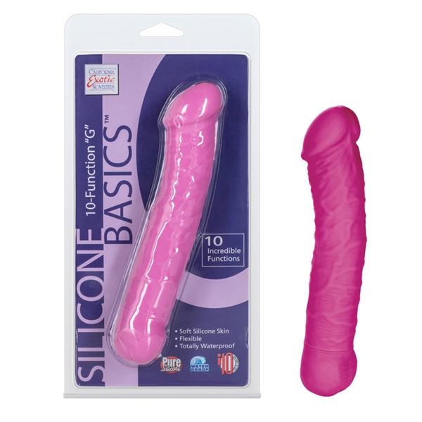 Silicone Basics 10 Function G Vibrator Pink - Click Image to Close