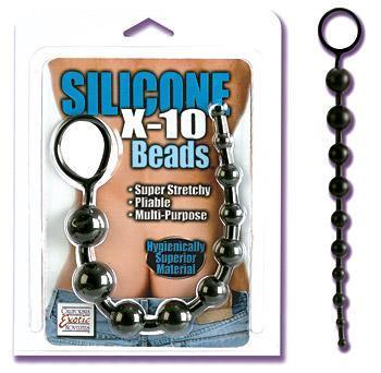 Silicone X-10 Beads - Black - Click Image to Close