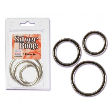 Silver Cock Ring - 3 pc Set