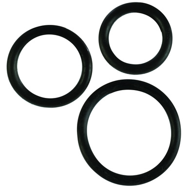 Black Rubber Cock Ring - 3 pc Set - Click Image to Close