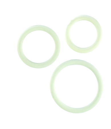 White Rubber Cock Ring - 3 pc Set