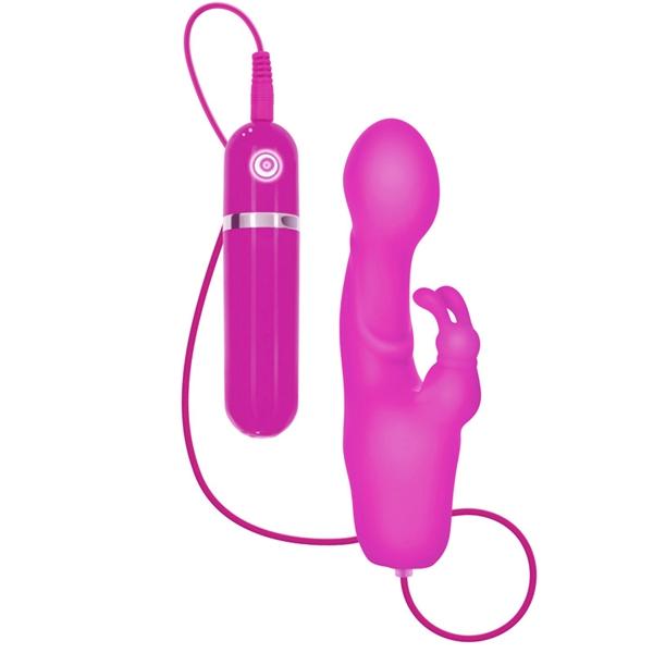 Silicone Gyrating Bunny Pink Vibrator - Click Image to Close