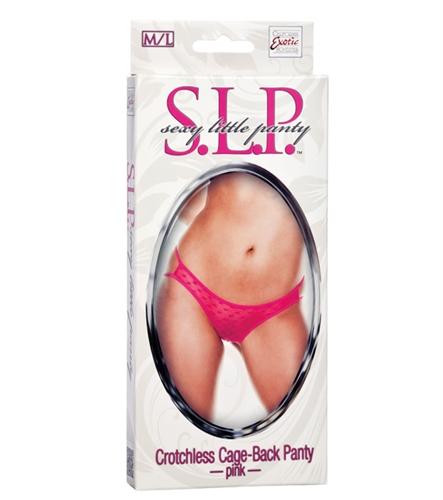 Crotchless Cage Back Panty Pink M/l - Click Image to Close