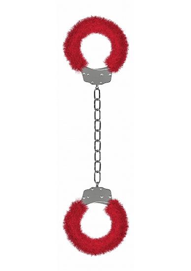 Ouch Beginner's Legcuffs Furry Red - Click Image to Close