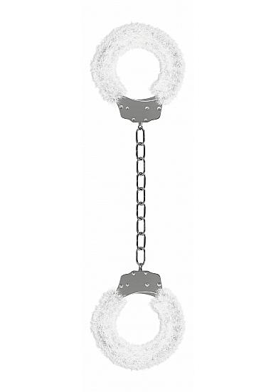 Ouch Beginner's Legcuffs Furry White - Click Image to Close