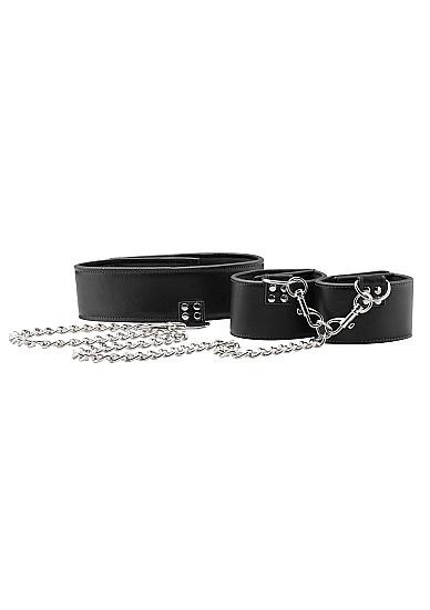 Ouch Reversible Collar & Wrist Cuffs Black - Click Image to Close
