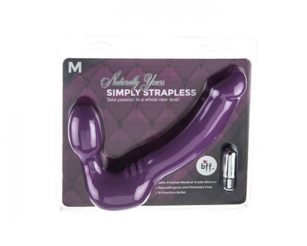 Simply Strapless Purple Double Dildo Medium - Click Image to Close