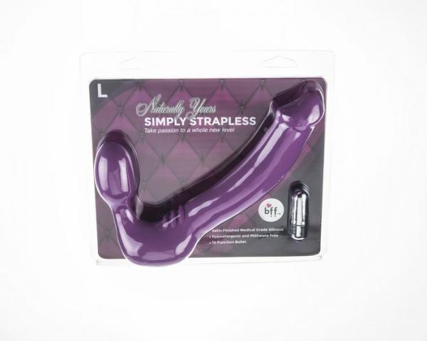 Simply Vibrating Strapless Strap On Large Purple - Click Image to Close