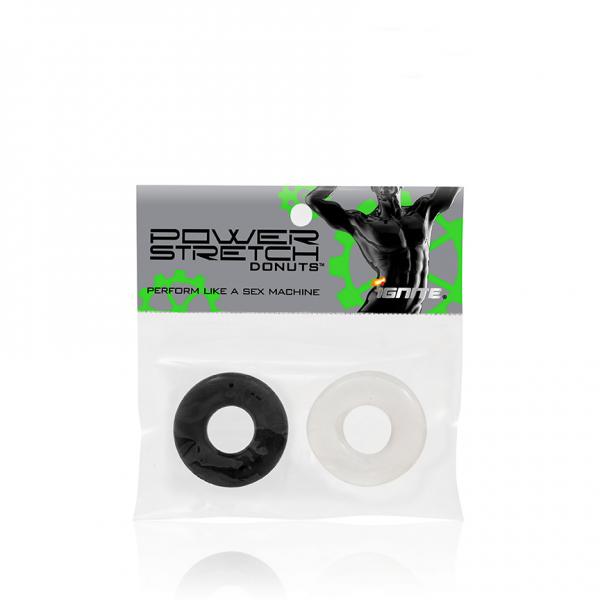 Power Stretch Donuts 2 Pack Black/Clear Rings - Click Image to Close