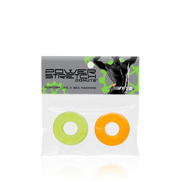 Power Stretch Donuts 2 Pack Orange/Green Rings - Click Image to Close