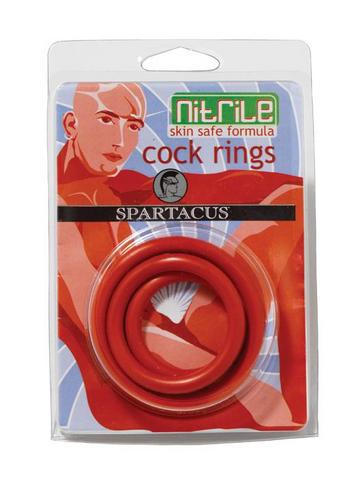 Nitrile Cock Ring Set-Red - Click Image to Close
