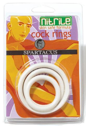 Nitrile Cock Ring Set-White - Click Image to Close