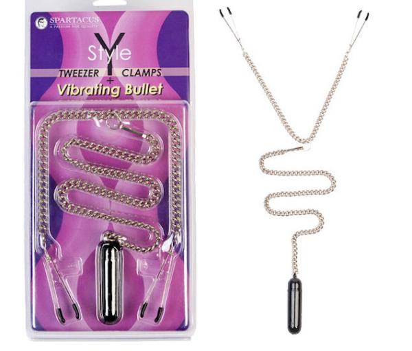 Y Style Tweezer Clamp with Bullet Vibe - Click Image to Close