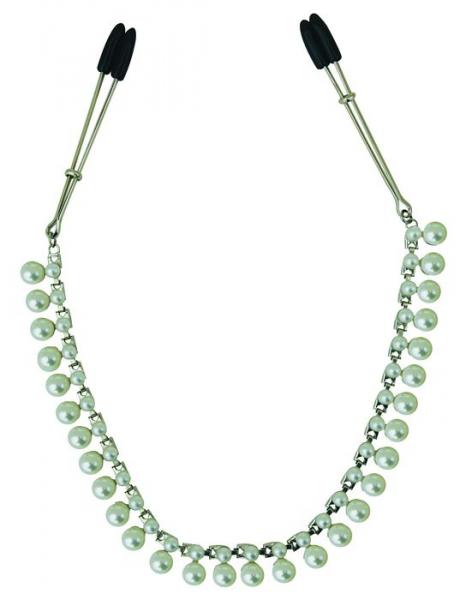 Midnight Pearl Chain Nipple Clips - Click Image to Close