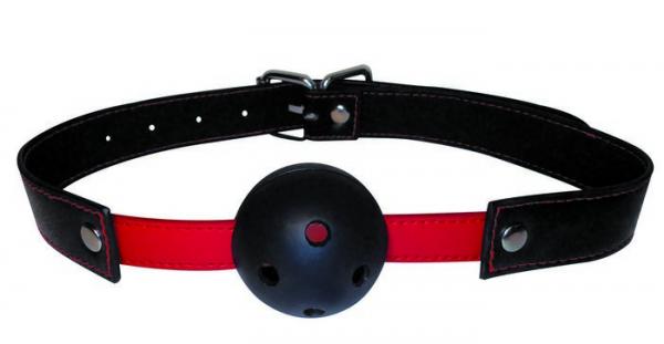 Manbound Red Black Ball Gag O/S - Click Image to Close