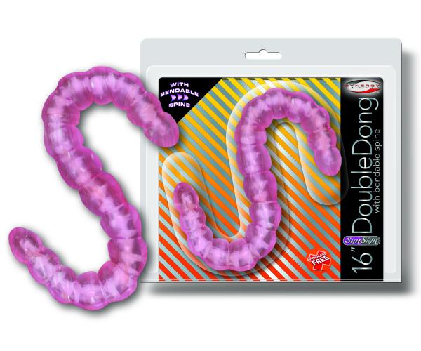 Syn Skin 16 Inches Jelly Double Dong Pink - Click Image to Close