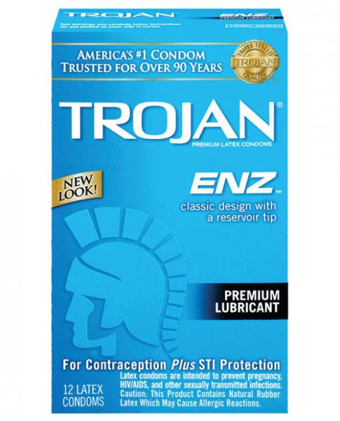 Trojan ENZ Lubricated Latex Condoms 12 Pack - Click Image to Close