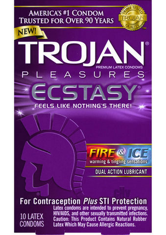 Trojan Pleasures Ecstasy Fire and Ice 10 Pk - Click Image to Close