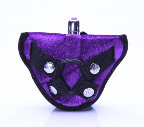 Velvet Vibrating Harness Purple - Click Image to Close